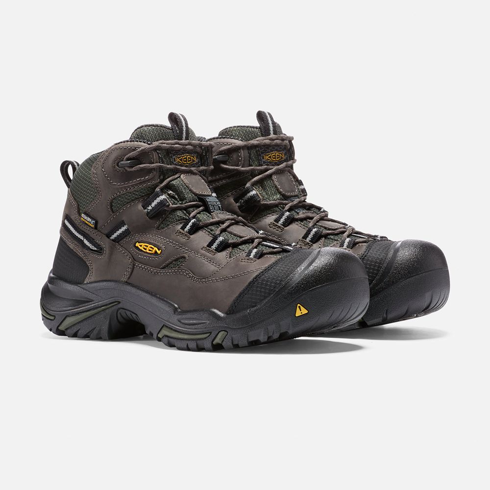 Keen Laarzen Heren Zwart Bruin - Braddock Waterproof Mid (Steel Toe) - 07193-FQZJ